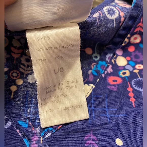 Wrap style vneck pullover SB Scrubs top nurse medical uniform women L dark blue - Picture 9 of 11